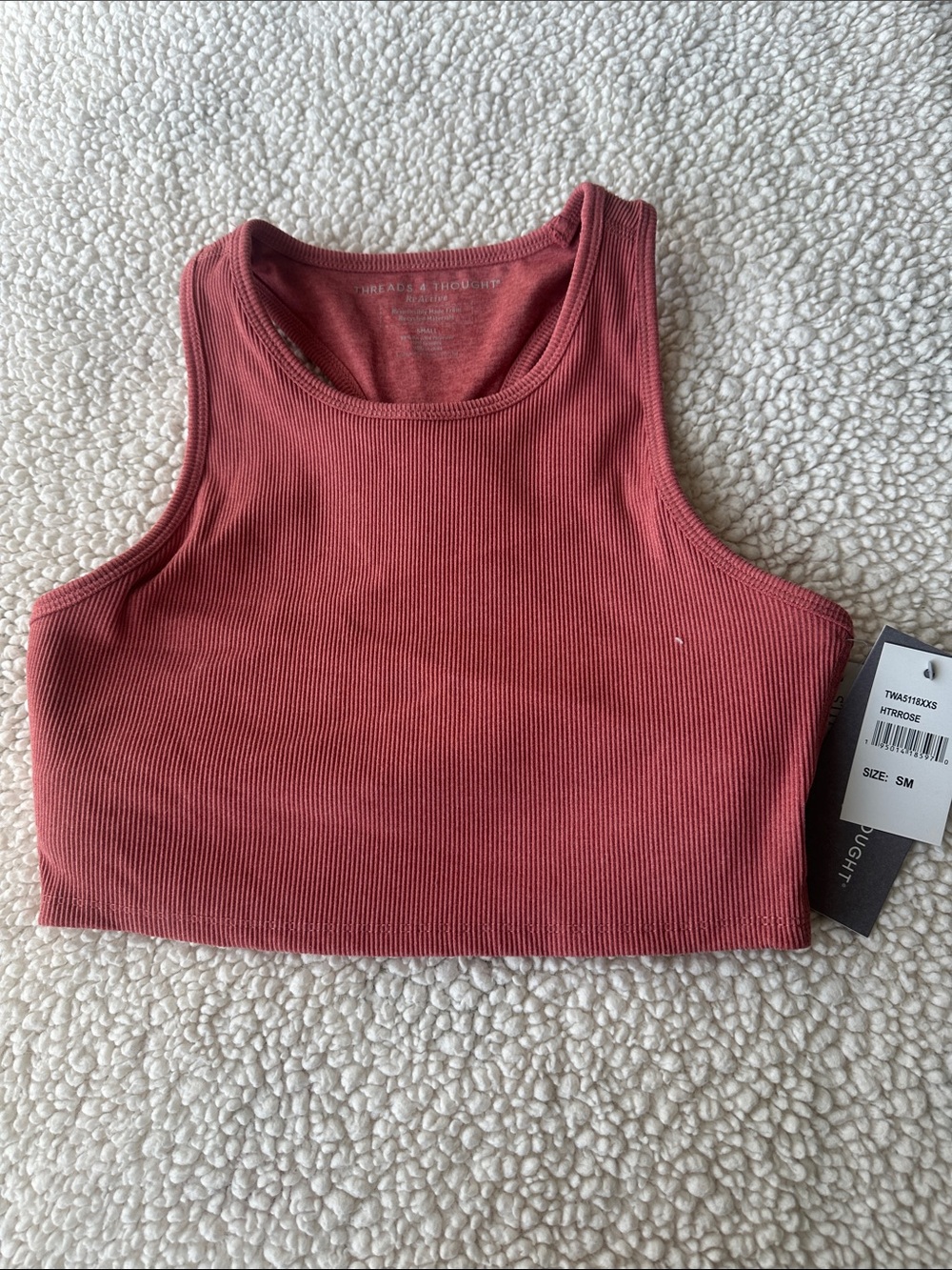 Threads 4 Thought Ribbed Crop Tank size S Heather Rose